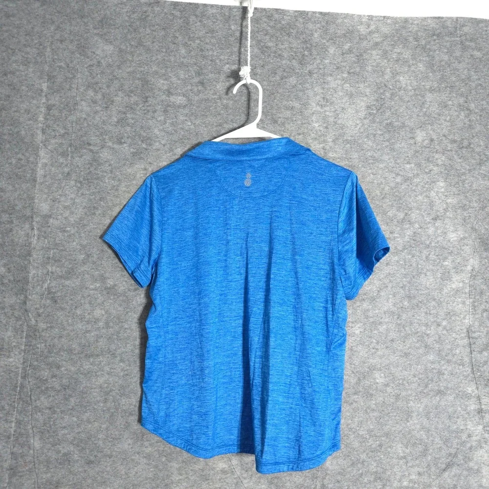Tommy Bahama IslandZone Women S Blue Polo Shirt Short Sleeve VNeck Space Dye Top - Picture 2 of 8